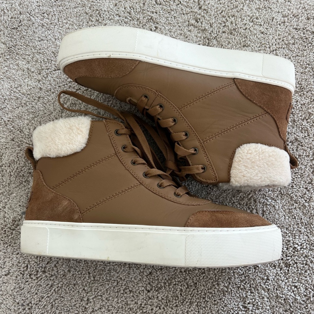 UGG Men's Tan High-Top Sneakers with Cream Accents